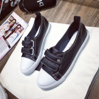 盛世尼曼夏季浅口魔术贴女鞋韩版皮面小白鞋学生百搭休闲孕妇平底板鞋单鞋孕妇鞋