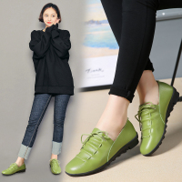 盛世尼曼皮一脚蹬秋平底女鞋平跟护士单鞋休闲懒人孕妇皮鞋妈妈鞋豆豆鞋孕妇鞋