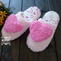 盛世尼曼秋冬季爱心形女士棉拖鞋 家居家拖鞋室内木地板软底防滑月子拖鞋孕妇鞋