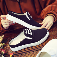 盛世尼曼2021夏季半拖帆布小白鞋女鞋学生无后跟外穿包头懒人鞋孕妇凉拖鞋孕妇鞋