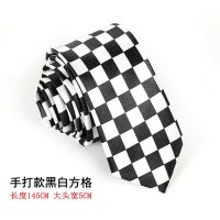 盛世尼曼韩版小领带学院风日系英伦帅气男女生双色小方块黑白格子窄领带领带
