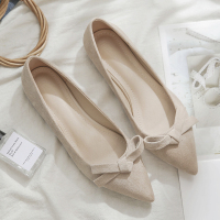盛世尼曼2020春季新款浅口尖头晚晚鞋百搭平底仙女孕妇豆豆鞋蝴蝶结单鞋女孕妇鞋