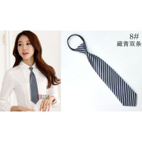 盛世尼曼韩版女士学生时尚休闲拉链条纹领带职业装工作服单位团体百搭领带领带