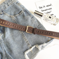 盛世尼曼新款韩版女士宽腰带复古圆扣个性全孔裤带百搭学生牛仔裤休闲皮带