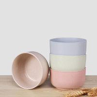 混色4个装日式创意小麦米饭碗 学生上班族吃饭碗家用餐具套装