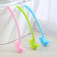 创意塑料弯曲长柄双面马桶刷全方面无死角毛刷 卫生间 清洁多用刷[颜色随机]