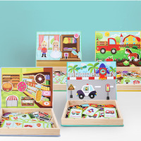 磁性拼图拼拼乐 男女孩百变换装磁力贴儿童宝宝早教益智木制玩具