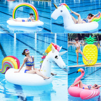 网红火烈鸟游泳圈独角兽大号大人水上充气坐骑女成号浮床浮排