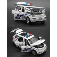 6开合金警车金属路虎110小汽车模型儿童玩具警车玩具车声光回力