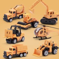 6支装工程系列儿童合金仿真模型男孩滑行搅拌机飞机叉车推土机宝宝玩具 