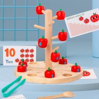 宝宝摘苹果水果贴快乐果园儿童木制仿真过家家玩具早教益智苹果树