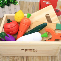 木质玩具磁性蔬菜水果木盒切切看儿童木制仿真水果蔬菜过家家玩具