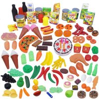 儿童过家家仿真食物餐具汉堡薯条水果蔬菜早教认知130pcs厨房玩具
