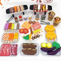 儿童过家家玩具仿真食物做菜煮饭串串香烧烤厨房女孩宝宝烤串套装-烤串80件套装