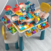 兼容乐高积木桌儿童多功能益智拼装玩具滑道积木大小颗粒积木