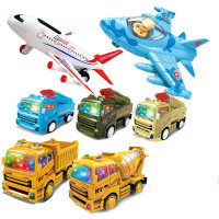 2个 儿童玩具车惯性工程车带声光翻滚特技玩具车惯性飞机模型车