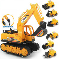 宝宝挖挖机大号挖土机挖掘机玩具男孩钩机惯性工程儿童玩具车模型-小号工程车3辆+大号挖掘机（送6小工程车）