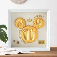 满月纪念手足印宝宝手印脚印婴儿百天手脚印泥相框新生儿胎毛礼物