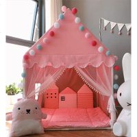 儿童帐篷房子公主城堡超大游戏室内宝宝婴儿玩具小屋游戏球池-帐篷+加厚棉垫+床围+线球灯