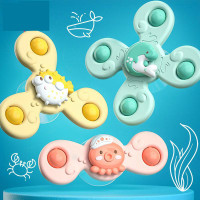 吸盘转转乐婴幼儿新款餐桌海洋吸盘喂饭玩具儿童卡通指尖陀螺-吸盘转转乐(粉色、黄色、绿色)套装