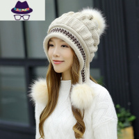 针织帽子女冬天韩版百搭2020新款时尚冬季保暖护耳加绒加厚毛线帽 FISH BASKET