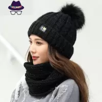 新款帽子女冬天韩版青年加绒加厚毛线帽女帽护耳帽子围脖套针织帽 FISH BASKET