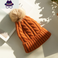 帽子女秋冬毛线帽韩版日系冬季护耳ins针织纯色毛球帽冬天麻花帽 FISH BASKET