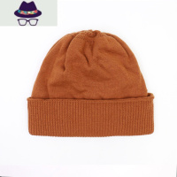 ZIYI帽子女士冬天双层翻边大码保暖针织帽包头光板简约个性毛线帽 FISH BASKET