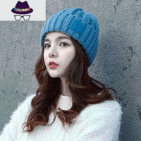 ins毛线帽子女秋冬天韩版潮休闲百搭针织帽保暖瓜皮帽子青年冷帽 FISH BASKET