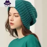 巨大的毛线帽!帽子女秋冬绿色毛线帽日系大头围嘻哈大码针织帽 FISH BASKET