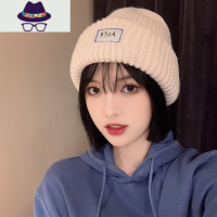 日系ins加厚保暖大版毛线帽子女秋冬百搭大头围显脸小针织堆堆帽 FISH BASKET