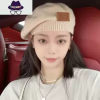 贝雷帽子女2021年秋冬早秋日系街头网红贴布ins针织毛线帽画家帽 FISH BASKET