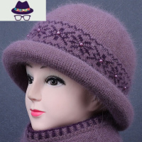 冬天中老年人帽子女奶奶加绒厚保暖防寒帽老人妈妈针织毛线帽 FISH BASKET