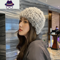 真帽子女秋冬保暖冷帽毛绒绒韩版百搭时尚套头帽毛线针织帽女 FISH BASKET