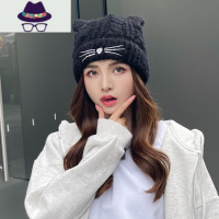 帽子女秋冬百搭潮洋气可爱毛线帽产后冬季时尚加绒保暖针织月子帽 FISH BASKET