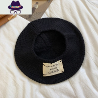 帽子女秋冬ins韩版日系针织毛线帽贴布字母贝雷帽网红百搭画家帽 FISH BASKET