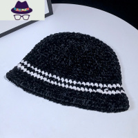 黑色毛线渔夫帽女春秋日系帽子2021年女针织帽大头围小众盆帽 FISH BASKET
