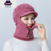 中老年人围脖帽子一体女冬妈妈奶奶秋冬季骑车保暖器防寒毛线帽 FISH BASKET