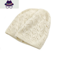 棉毛线针织帽女秋冬季包头西瓜帽地主帽纯色花纹百搭薄款帽子 FISH BASKET