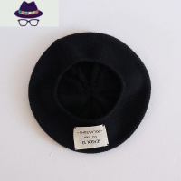 ins韩版日系贴布字母针织毛线贝雷帽女秋冬季百搭画家帽子网红潮 FISH BASKET