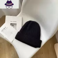 西本暗黑慵懒大头围毛线帽女秋冬超大版护耳粗毛线帽显脸小堆堆帽 FISH BASKET帽子