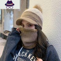 帽子女秋冬天加绒保暖防寒护耳围脖套装鸭舌针织毛线帽ins潮 FISH BASKET