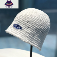 赵小棠同款毛线帽女保暖秋冬百搭潮牌白色针织冷帽女冬洋气水桶帽 FISH BASKET帽子