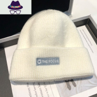 秋冬韩版时尚国潮针织保暖毛线帽子男女情侣街头百搭白色女冬冷帽 FISH BASKET
