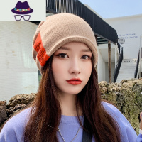 帽子女秋冬毛线帽潮韩版素颜冷帽套头帽ins韩国百搭针织帽月子帽 FISH BASKET