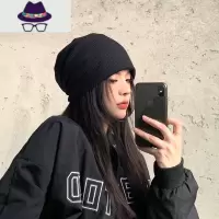 网红月子帽韩版春秋冬季日系堆堆帽潮流百搭冷帽女毛线针织包头帽 FISH BASKET帽子