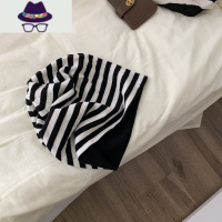 初秋斑马条纹针织帽子女堆堆帽休闲百搭毛线帽头巾包头帽冷帽女夏 FISH BASKET