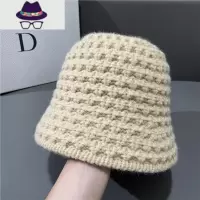 棒针水桶帽女韩版潮秋冬纯色百搭甜美毛线针织保暖渔夫帽时尚洋气 FISH BASKET帽子
