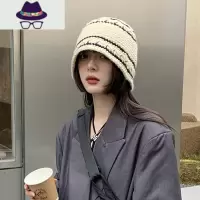 帽子女秋冬粗毛线针织帽日系纯色保暖盆帽韩版百搭显脸小渔夫帽潮 FISH BASKET