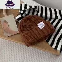 蜗牛爬爬家 毛线帽子女冬粗线针织帽秋冬季学生保暖护耳包头冷帽 FISH BASKET